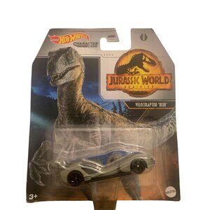 Hot Wheels Jurassic World Dominion Velociraptor Blue Character Car 3/6 Mattel